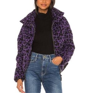 Apparis Paula Violet Leopard Puffer Jacket Size XS